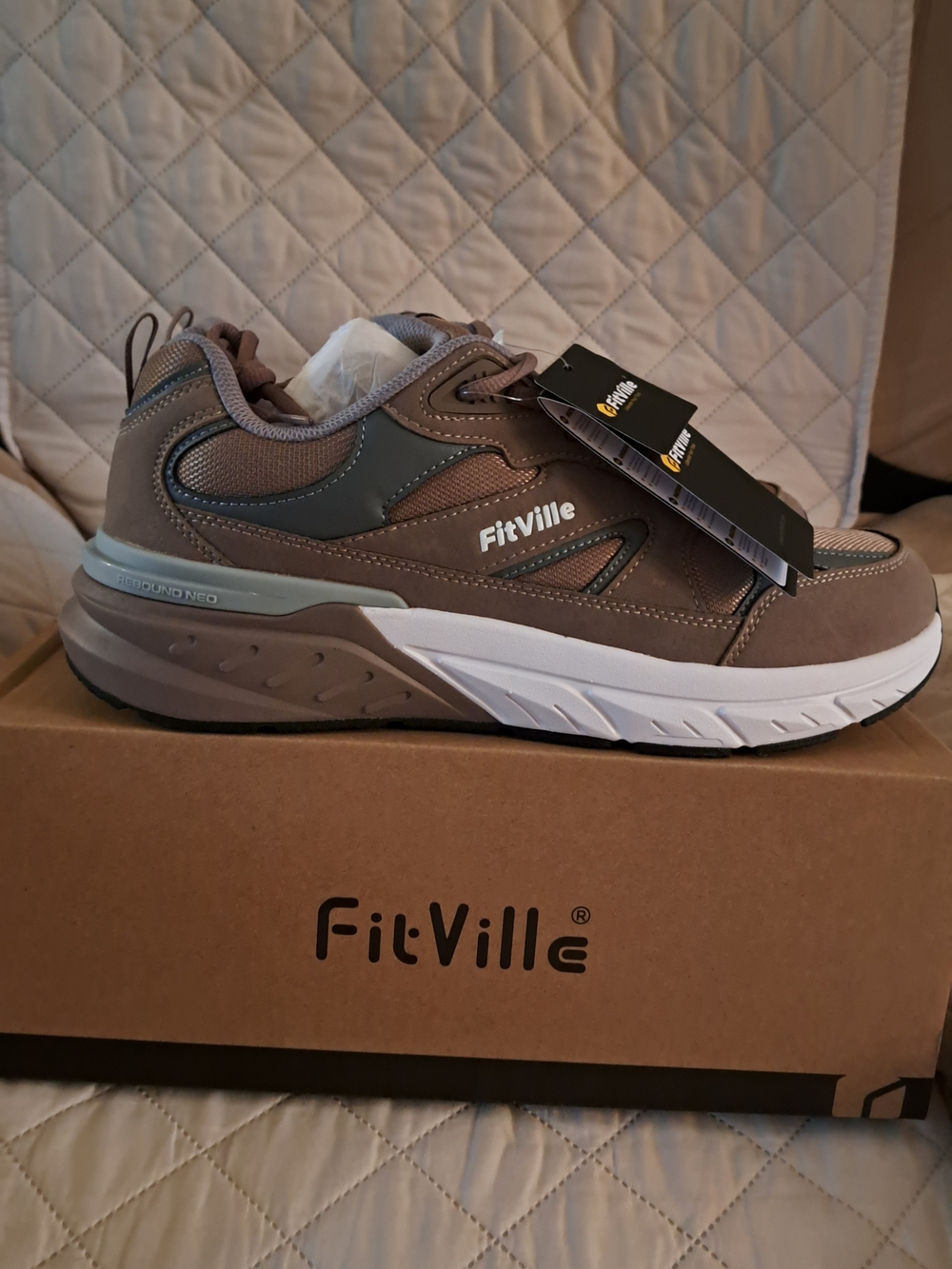 FitVille Men's Supportive Sneakers in Taupe